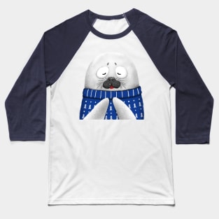 Cute Seal Wearing Blue Sweater Baseball T-Shirt